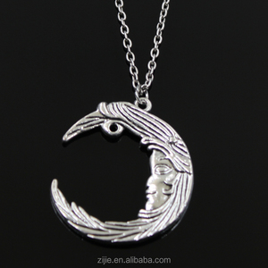 Aleación Collar de plata hombre en la <span class=keywords><strong>Luna</strong></span> <span class=keywords><strong>cara</strong></span> collar colgante collar joyería de moda - Product Image 1