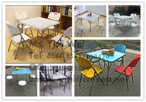 Mesa quadrada dobrável de plástico com 34 polegadas, mesa para lazer ao ar livre, jantar e jogo doméstico