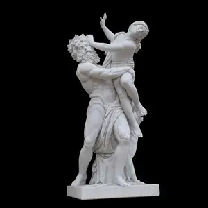 Western style carved White marble roman nude man and woman dance statue