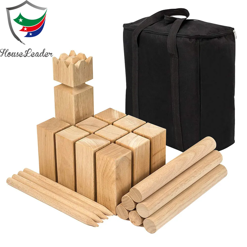 Premium Backyard Wooden Family Outdoor Standard Kubb Lawn Games Set with Carrying Bag