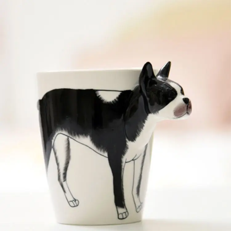3D O Boston Terrier caneca Handmade pintura 3D Animal Caneca Cerâmica Viagem Caneca De Café Presente Copo De Café Reutilizável