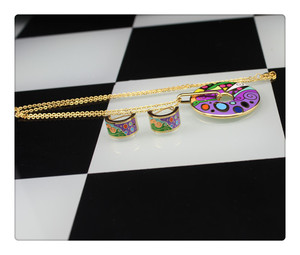 Custom Gold Luxury Jewelry Set with Earring Chain and Pendent Manufacturing Enamel <strong>Stainless</strong> <strong>Steel</strong> <strong>Jewellery</strong> DES029 - Product Image 4