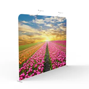 Hoge kwaliteit draagbare aluminium frame spanning stof display event banner stand kussensloop custom 8ft achtergrond en stand