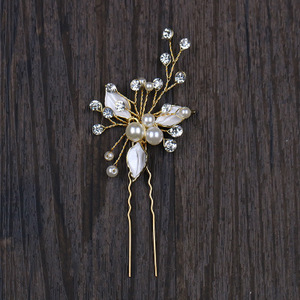 <strong>Wedding</strong> Bride Pearl Crystal Flower Shaped <strong>Hair</strong> <strong>Pins</strong> <strong>for</strong> Women - Product Image 5