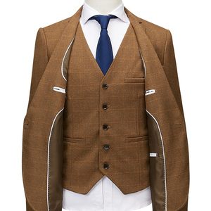 <span class=keywords><strong>Costume</strong></span> trois pièces à carreaux pour hommes, tenue décontractée britannique, <span class=keywords><strong>de</strong></span> style décontracté, pour le <span class=keywords><strong>mariage</strong></span>, avec boutons simples - Product Image 3