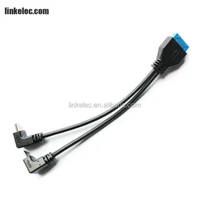 New designed USB3.0 20 pin to up down angle double USB 3.1 type C cable