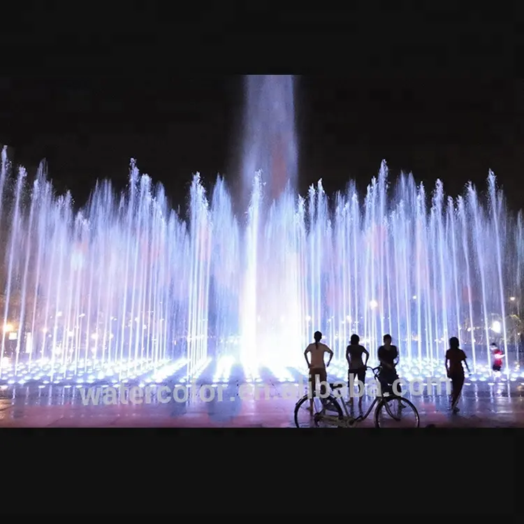 Large outdoor rgb led light dancing music floor water dry fountains on sale