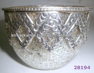 Laiton clair décoratif fini argent et verre votif pour la décoration de la maison - Product Image 2