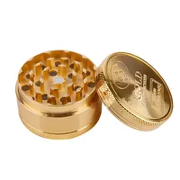 Nieuwe Designer Draagbare 3 Onderdelen Lagen Gold Coin Grinder Zink Tabak Droge Spice Metalen Grinder Crusher Groothandel