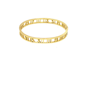 Fascino Dei Monili Dell'acciaio Inossidabile di 18k Placcato Oro di Titanio In Numeri Romani Braccialetto Del Braccialetto per Le Donne - Product Image 2