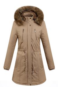 Vente en gros de manteaux d'hiver de bonne qualité, <span class=keywords><strong>parka</strong></span> rembourrée bon marché <span class=keywords><strong>imperméable</strong></span> à la taille élastique <span class=keywords><strong>avec</strong></span> bordure en fourrure de nylon/polyester pour femmes - Product Image 4