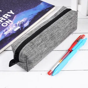 Custom Leather Canvas Pu Students Kids Stationery Bag Pencil Case Zipper Pen Bag For Children