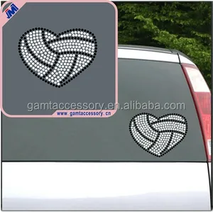 De voleibol corazón Rhinestone Bling coche calcomanías