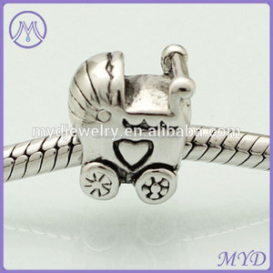 Plata de ley 925 <span class=keywords><strong>cochecito</strong></span> de bebé del grano para los encantos de la pulsera - Product Image 4