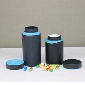 Botol Pil Vitamin Obat Plastik Suplemen Kapsul Plastik Sentuhan Lembut Matte Hitam PET - Product Image 3
