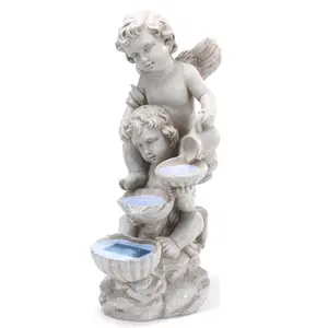 Decoration Outdoor Resin Solar Power Angel Waterfall Fountain Statue
