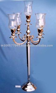 Silver Wedding <b>Candelabra</b> with Glass Votive Elegant Metal Tabletop Decoration Piece - Product Image 2