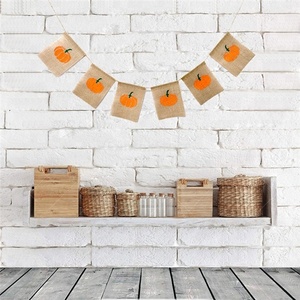Cosecha calabaza Burlap Banner Garland Bunting divertido banderines para Halloween Thanksgiving día fiesta niños Decoración - Product Image 6