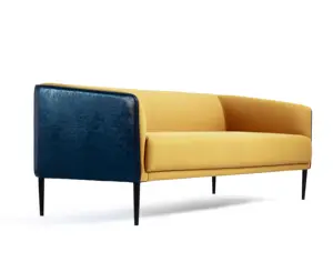 Nieuwe moderne gele stof blauw pu lederen kantoor sofa voor 3 zits