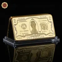 WR-barra de oro de 1 onza, 24k, billetes de billetes americanos 999,9, barras falsas de 2 dólares USD, monedas de Metal de Arte de EE. UU. Para colección