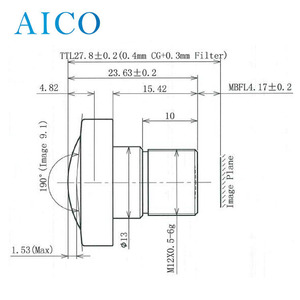9mm hình ảnh lớn vòng tròn Độ phân giải cao 3.12mm 1/1.7 "imx226 F1.8 250lp/mm 4k M12 S Mount Fisheye CCTV Board ống kính - Product Image 2