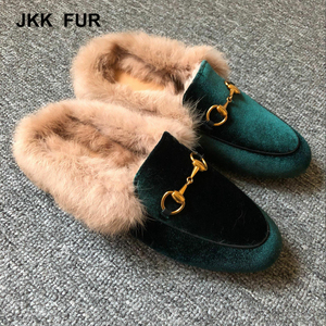JKK moda de la piel de conejo Real mujeres del cuero genuino zapatillas para <span class=keywords><strong>el</strong></span> mercado europeo y americano - Product Image 3