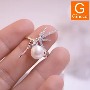 Parel ingelegd 925 sterling zilveren fairy ring voor vrouwen