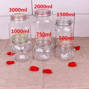 zibo glass jar honey jars mason clip lid 500 ml round and square shape with glass/ceramic/wooden lid