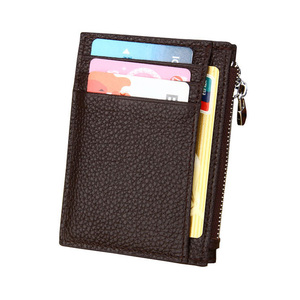 Portafoglio sottile RFID stile Business con chiusura a cerniera porta carte in pelle <span class=keywords><strong>e</strong></span> carta di credito - Product Image 1