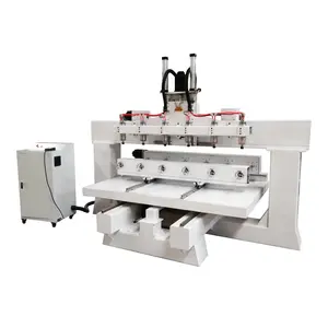 8 Kepala 3D 4 Sumbu Multi Spindle CNC Router dengan Rotary