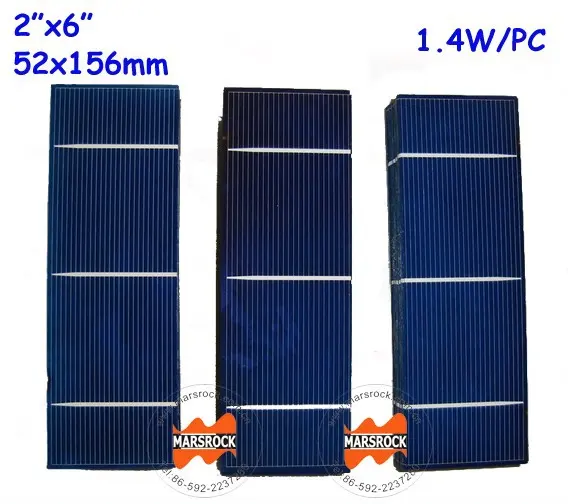 1,4 Вт, 0,5 В, 52x156 мм, 2x6 дюймов, класс А, поликристаллические маленькие солнечные батареи, вырезанные для мини солнечных панелей