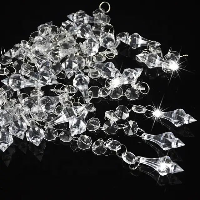 27Cm Acryl Crystal Garland Strengen Met Prism Hanger Voor Cake Topper Bruiloft Opknoping Supplies Decoratie