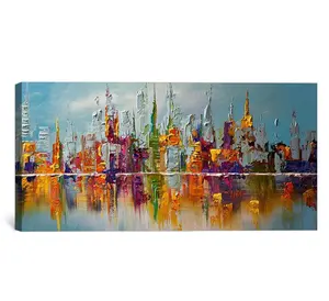 Handpainted hot sales modern abstract painting of colorful city