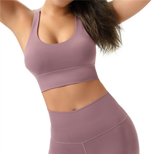 Delle Donne di fabbrica Piccolo Moq <span class=keywords><strong>Sexy</strong></span> <span class=keywords><strong>Nude</strong></span> Top di Yoga in Palestra In Esecuzione di Allenamento Con Il Cinturino Personalizzato Reggiseno di Sport Con Crossback di Disegno - Product Image 2