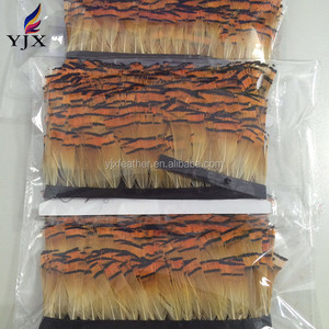 Commercio all'ingrosso Naturale Arancio Fagiano Dorato Tippet Capo <span class=keywords><strong>Piume</strong></span> Trim per Abiti di Design - Product Image 5