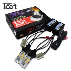 Tcart ชุดไฟเลี้ยว Drl อัตโนมัติ,ไฟ LED เดย์ไลท์สำหรับรถไฟเลี้ยว1156 7440สีระบบสลับสี Drl