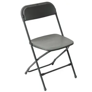 Dark Gray Plastic Folding Chairs Commercial Quality Stackable Outdoor Event Wedding Party Chairs