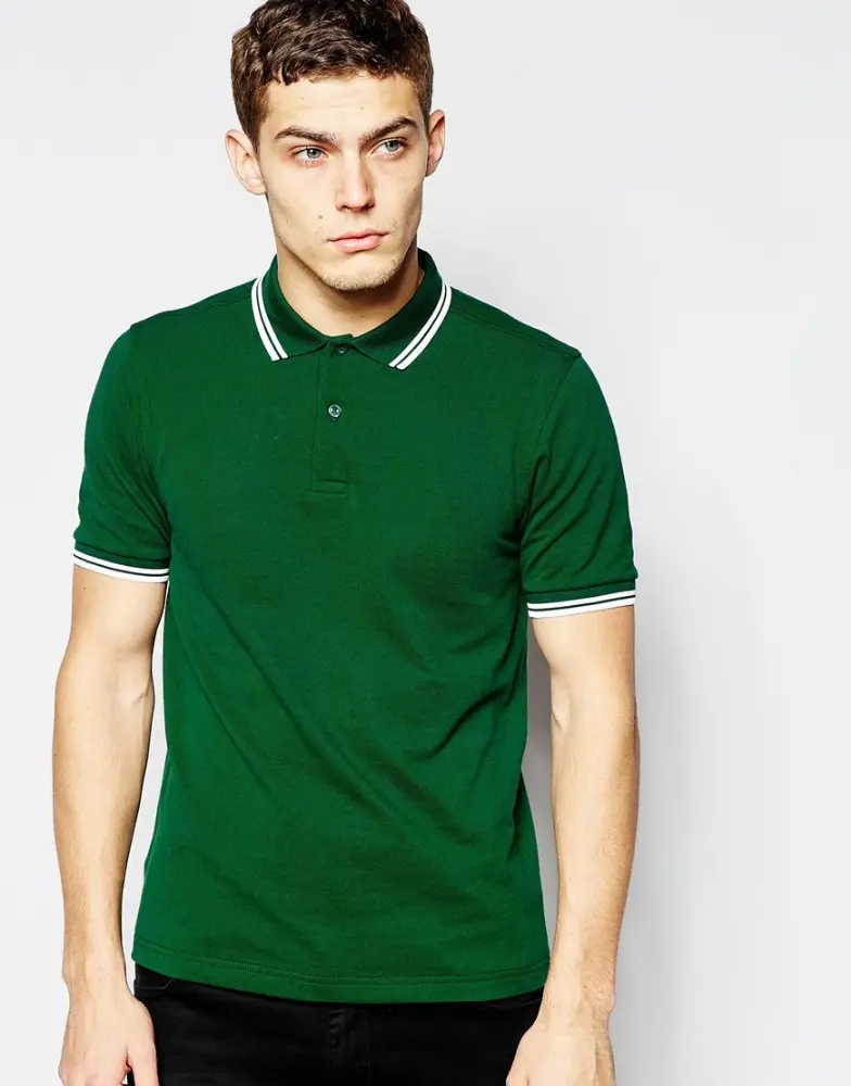 男性の長い袖のポロシャツ綿100％水平縞模様のポロシャツ