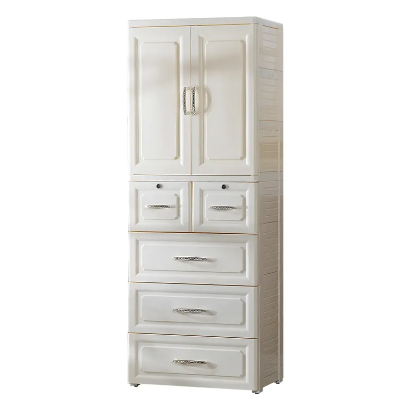 Nouveau design Clothes Srorage Tiroir d'armoire en plastique à 4 couches avec 2 portes ouvertes