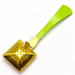 Filtro de Infusor de té de acero inoxidable de cobre PVD, Calidad Alimentaria, cuchara larga con Color oro rosa