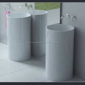 Venta al por mayor baño <span class=keywords><strong>independiente</strong></span> gratis <span class=keywords><strong>fregadero</strong></span> de lavado de manos sink blanco lavabo de acrílico - Product Image 6