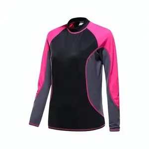 Spandex Nylon Dài Tay Áo UV Lướt Sóng Rvca T Áo Sơ Mi Rash Guard Phụ Nữ Dài Tay