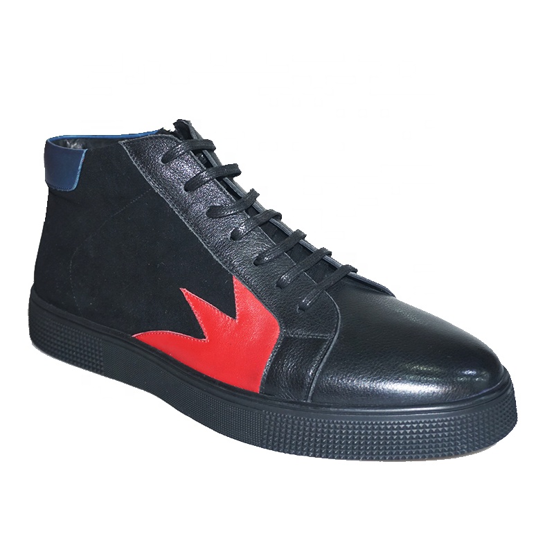 Fashion Black Suede Waterproof Sneakers Winter Snow Ankle Leather Boots For Men