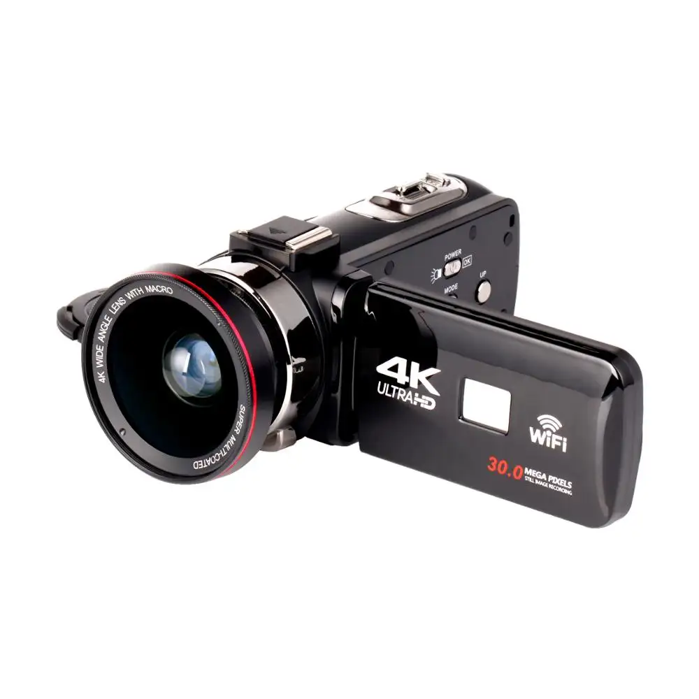 उच्च गुणवत्ता HD camcorder 4K आईपीएस 3.0 स्क्रीन पेशेवर कैमरा वाईफ़ाई और आईआर रात दृष्टि Camcorder
