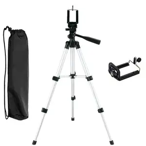 Phone Camera Tripod, Portable Adjustable Aluminum Lightweight Camera Stand with Smartphone Holder Mount