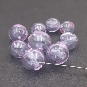 Round Lavender Hand Blown Glass Beads 8ミリメートル/10ミリメートル/12ミリメートル/14ミリメートル/16ミリメートルBlown Hollow Glass BeadsためEssential Oil Aroma Bracelet Necklace