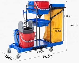 हाथ धक्का foldable प्लास्टिक उपकरण उपयोगिता कपड़े धोने हाउसकीपिंग रेस्तरां होटल के कमरे कचरा सफाई ट्राली जैनएअटर सेवा गाड़ी - Product Image 3