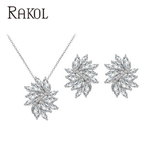 RAKOL SP315 chino proveedor de joyas de RAKOL marca de lujo de flor de cristal colgante, collar, pendiente de Zircon de dos piezas conjunto de joyas - Product Image 1