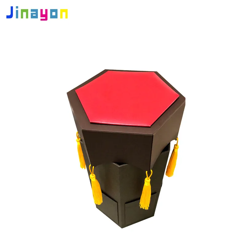 ورق مقوى مخصص جديد من Jinayon, صندوق هدايا ذو شكل سداسي ، تصميم مُخصص