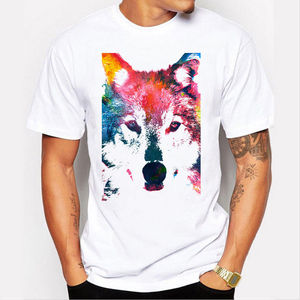 Custom Wolf diseño hombres impreso algodón <span class=keywords><strong>camiseta</strong></span> <span class=keywords><strong>blanca</strong></span> - Product Image 2